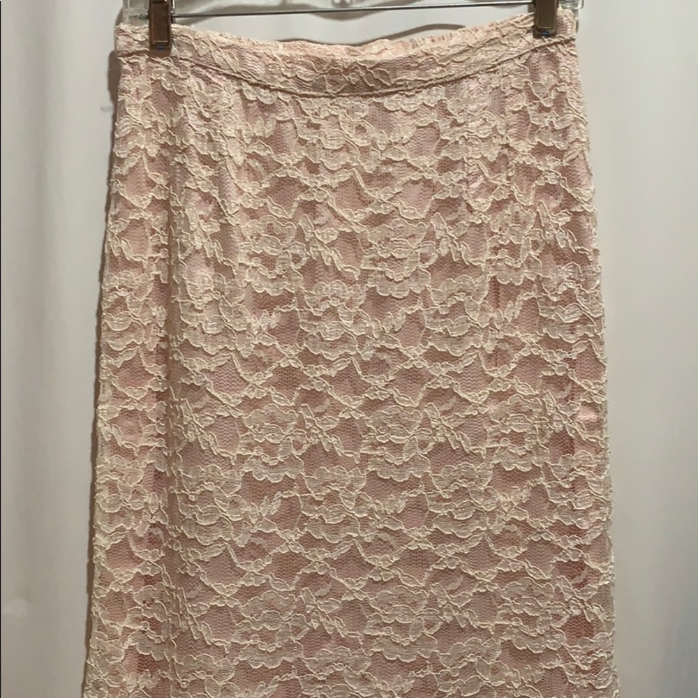 VINTAGE SKIRT LACE OVERLAY TAFFETA BLUSH SZ 11/12